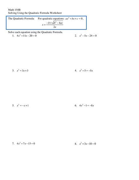 Answers indumo de. . Math 154b solving using the quadratic formula answer key